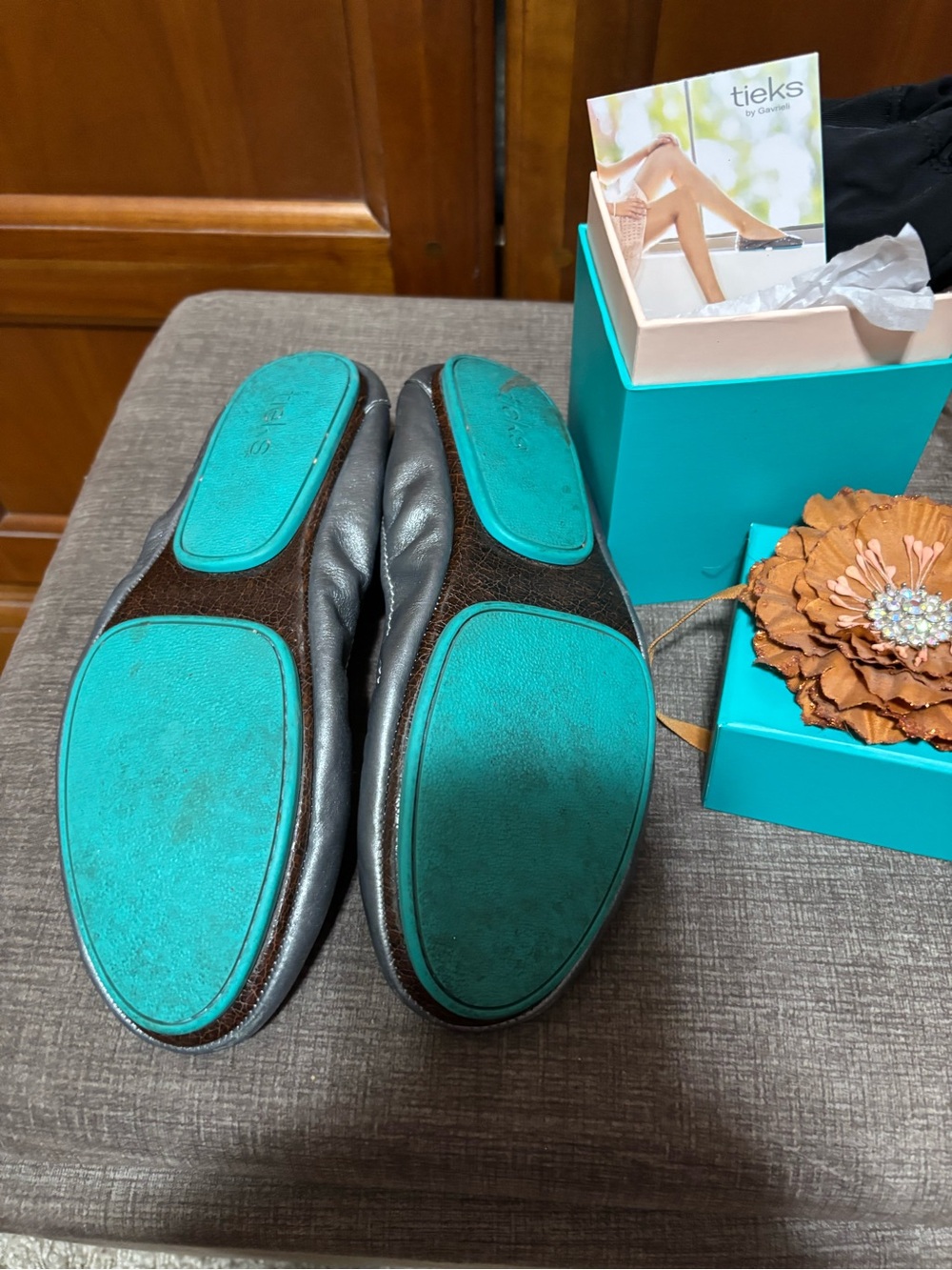 Tieks Metallic Silver Leather Ballet Flats - Picture 3 of 4